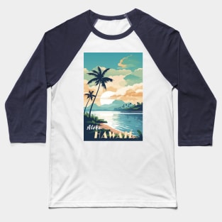 Hawaii Vintage Retro Travel Poster Baseball T-Shirt